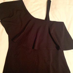 (Special Occasion) One Shoulder Strappy Black Top